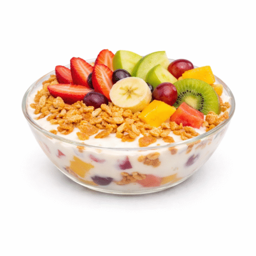 Ensalada de frutas fusión especial con yogurt y cereal JUMBO