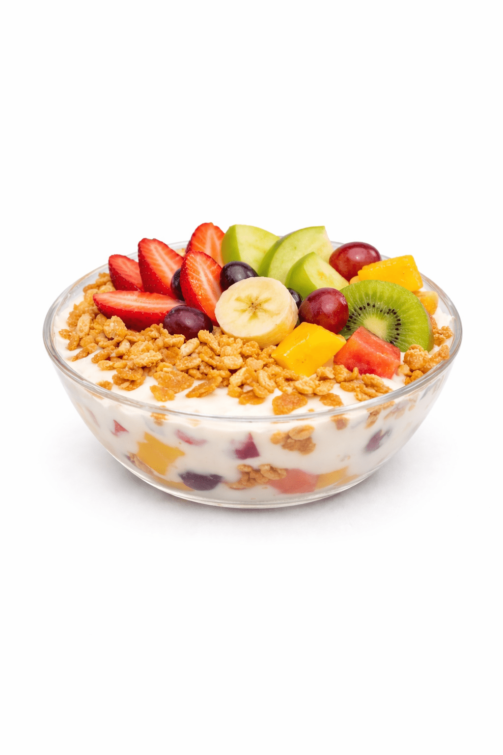 Ensalada de frutas fusión especial con yogurt y cereal JUMBO